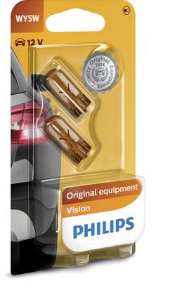 Set de 2 becuri semnalizatoare fără soclu WY5W 12V, PHILIPS 12396NAB2