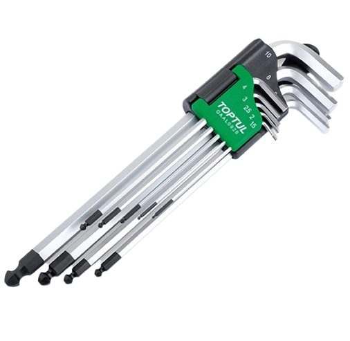 Set 9 chei imbus tip L TOPTUL GAAL0926, hexagonal cap sferic, deschidere chei 1.5, 2, 2.5, 3, 4, 5, 6, 8, 10 mm