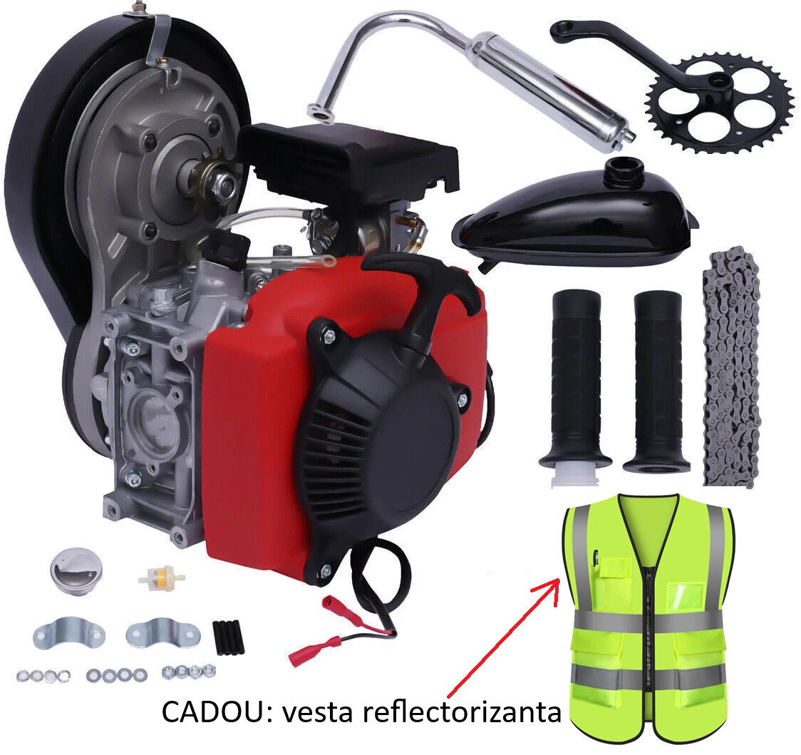 Kit motor bicicletă 49 cc (4 timpi) cu transmisie pe curea