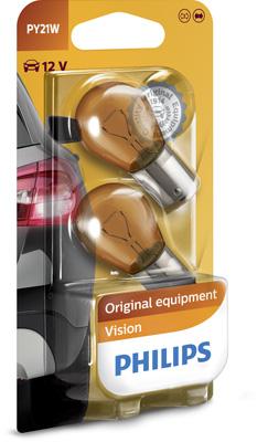 Set de 2 becuri de semnalizare PY21W 12V, blister, PHILIPS 12496NAB2