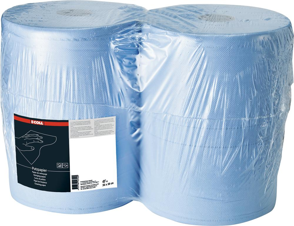 Rola E-COLL de hartie albastra, 2 straturi, 1000 hartii, 38x36cm, (1 rola)