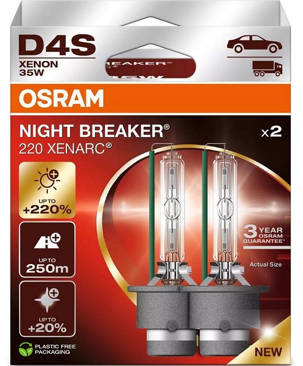 Set becuri xenon OSRAM Night Breaker 220 XENARC 66440XN2-2HB, D4S, 42V/35W, 4400K, 3200 lumeni