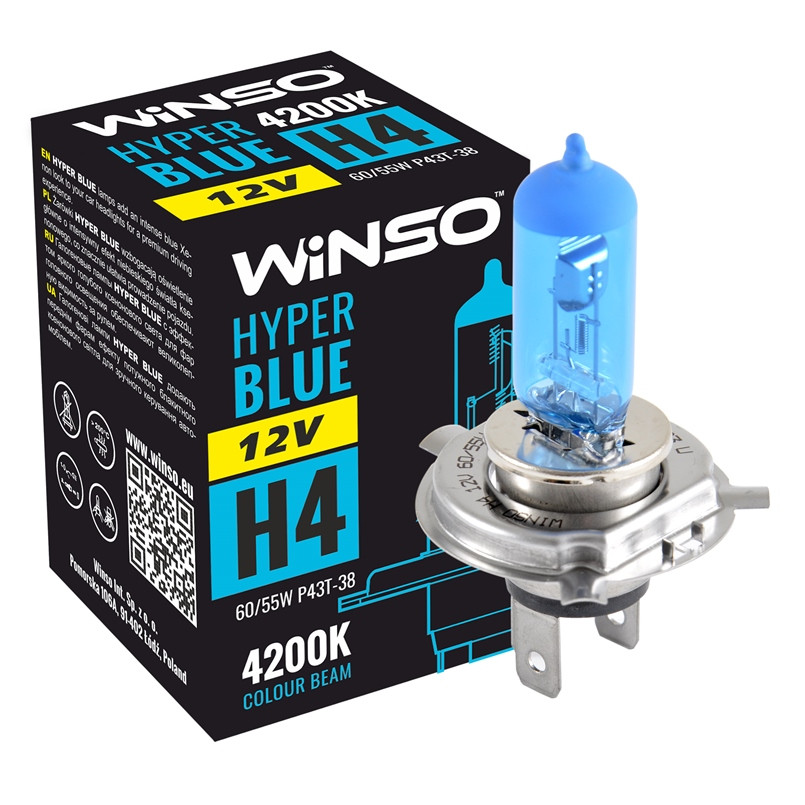 Bec Winso Halogen Hyper Blue H4 - 12V, 60/55W P43t-38 4200K