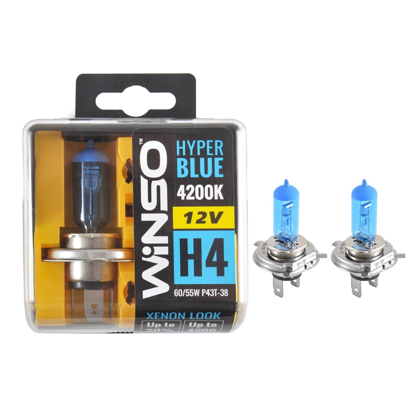 Bec Winso Halogen Hyper Blue H4 - 12V, 60/55W P43t-38 4200K Set 2 buc