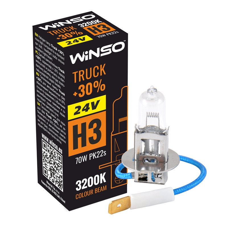 Bec Truck Halogen Winso +30% H3 - 24V, 70W PK22s 3200K