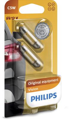 Set 2 Becuri 12V C5W Festoon Vision, Blister, PHILIPS 12844B2