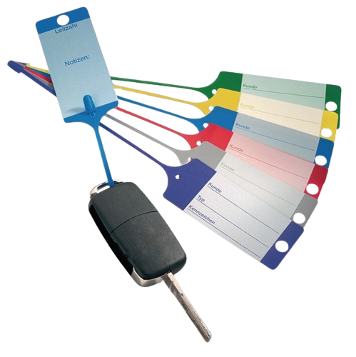 Breloc BERNER 213202 cu eticheta pentru chei auto, din plastic, 210 x 35 mm, galben