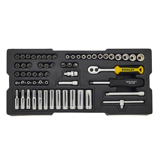 Trusă STANLEY TRANSMODULE SYSTEM de chei tubulare de 1/4 in, 60 buc