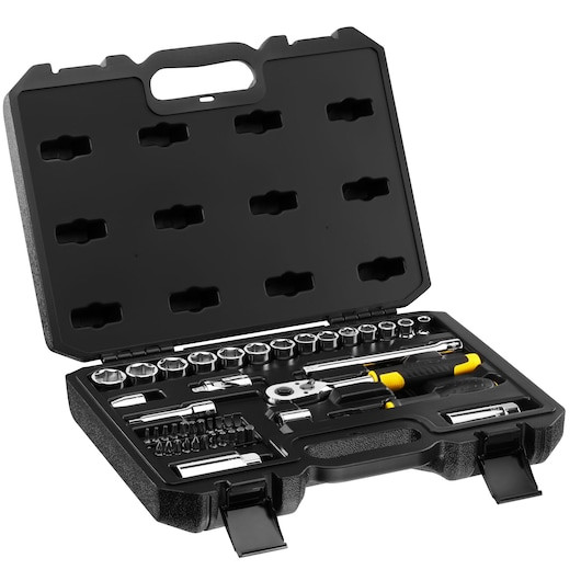 Set de clicheți cu 72 de dinți și chei tubulare, 3/8 in., cu accesorii, 45 buc., STANLEY