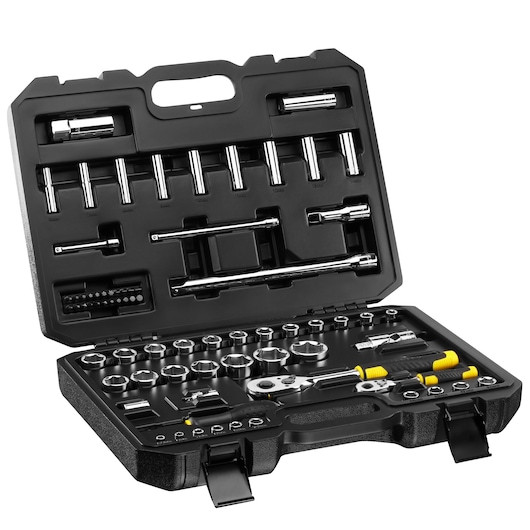 Set STANLEY de clicheți cu 72 de dinți și chei tubulare de 1/4 in. și 1/2 in., cu accesorii, 72 buc