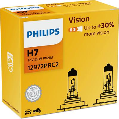 Set de 2 becuri auto H7 55W 12V, Vision PHILIPS 12972PRC2