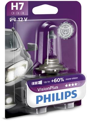 Bec auto pentru far H7 55W 12V, Philips Vision Plus 12972VPB1