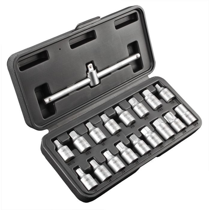 Set chei pentru desfacerea busonului de scurgere a uleiului pentru diverse mărci auto, 18 bucăți, 3/8