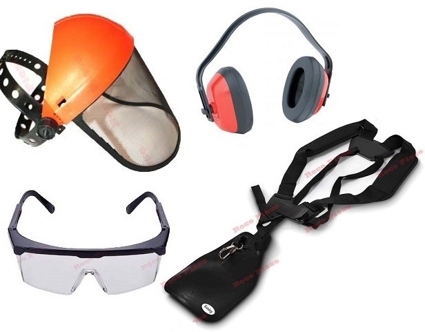 Set de accesorii pentru motocoasă (casca de protecție, ochelari, ham, căști antifonice)