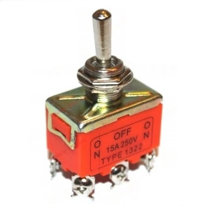 Dublu comutator 15A 250V (6 conexiuni)