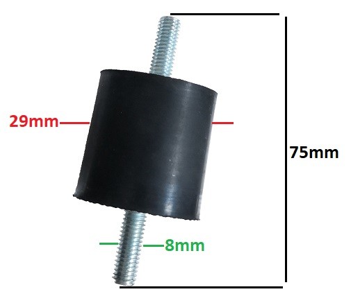 Amortizor universal pentru generator și motopompă, dimensiuni 29 x 8 x 75 mm