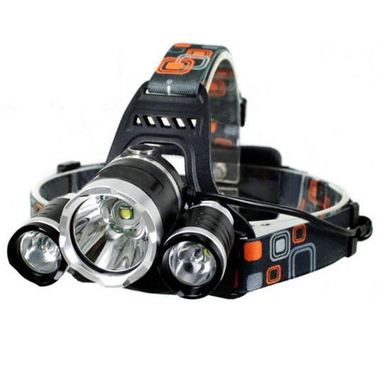Lampă de cap cu 3 LED-uri CREE T6 (cu baterii reîncărcabile)