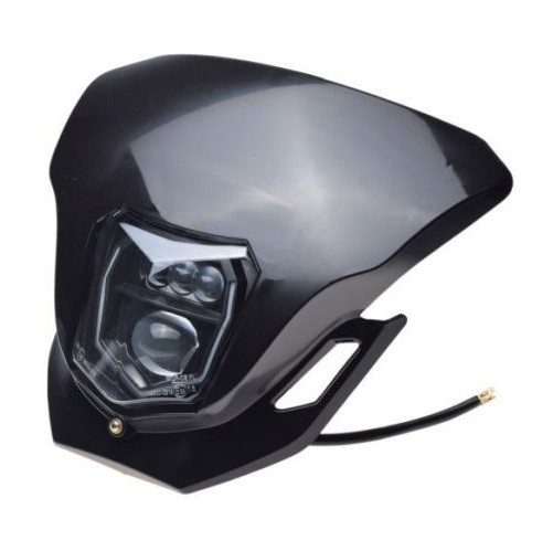 Carena de enduro neagră cu far frontal LED E24