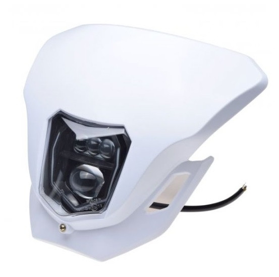 Carena albă cu far LED față E24, Enduro
