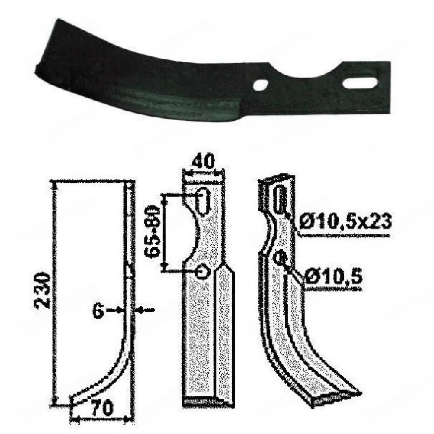 Lamă motocultor 230mm x 40mm (stânga)
