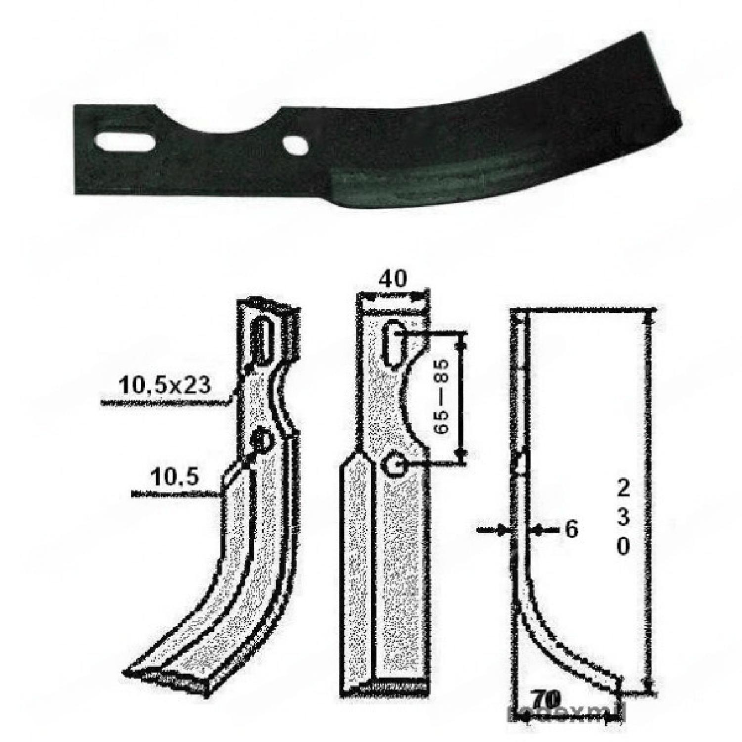Cuțit dreapta motocultor 230mm x 40mm