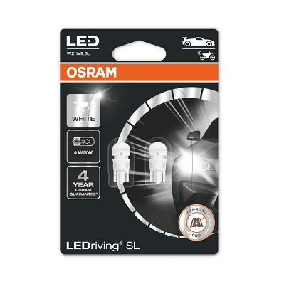 Set de 2 becuri auxiliare LED 12V, model W5W, culoare albă 6000K, ambalate în blister, marca OSRAM 2825DWP-02B