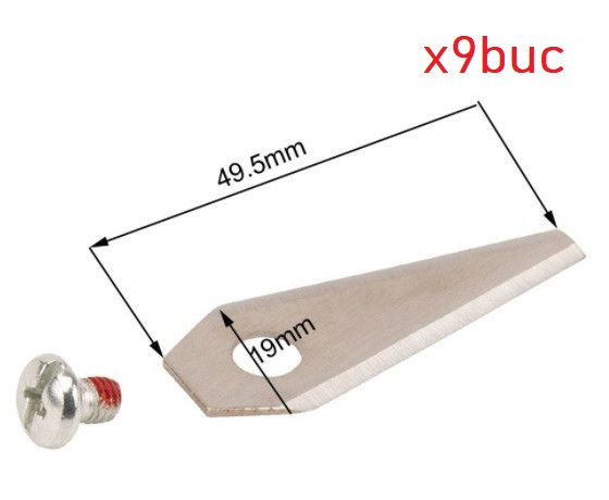 Set 9 cuțite de schimb pentru mașina robotizată de tuns gazon Bosch