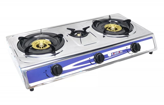 Aragaz inox cu 3 ochiuri, pentru butelie, aprindere quartz Happy Home