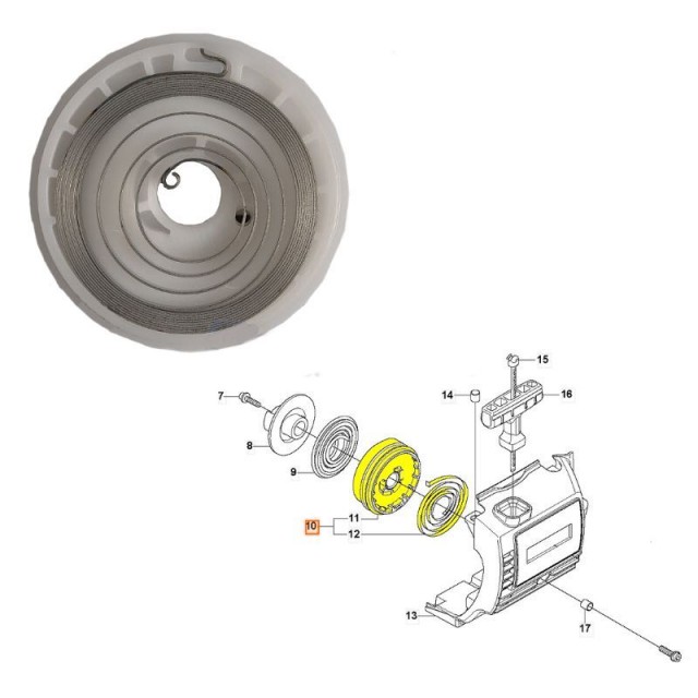Fulie cu arc pentru demaror motocoasă Husqvarna 323R, 325R, 326R