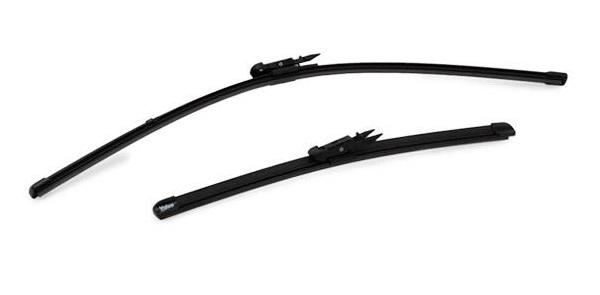 Set de ștergătoare parbriz Valeo Silencio X.TRM Flat Blade 574388, lungimi 600 mm și 380 mm, fără carcasă, cu spoiler