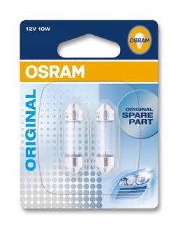 Set de 2 becuri pentru iluminarea numărului de înmatriculare, 12V, C10W, originale, ambalate în blister, OSRAM 6411-02B
