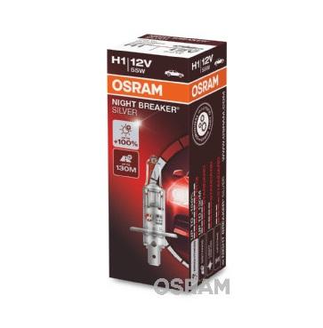 Bec pentru far fază lungă 12V, H1 55W Night Breaker Silver +100%, OSRAM 64150NBS
