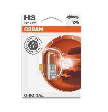 Bec far fază lungă OSRAM H3 55W 12V, original, blister, 1 bucată (Cod: 64151-01B)