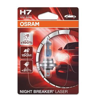 Bec Auto OSRAM H7 55W 12V Night Breaker Laser Nextgen +150% Luminozitate, Blister, Model 64210NL-01B