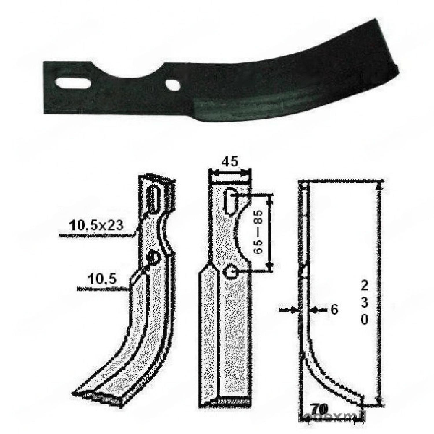 Cuțit motocultor 230mm x 45mm (dreapta)