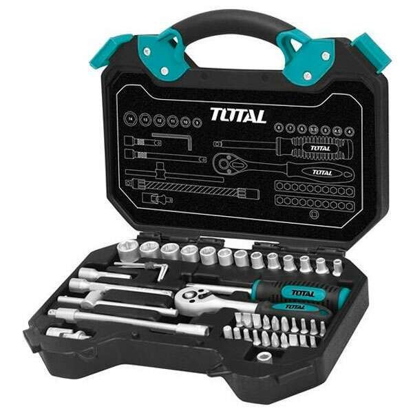 Set de 45 de piese chei tubulare și antrenor Total Tools