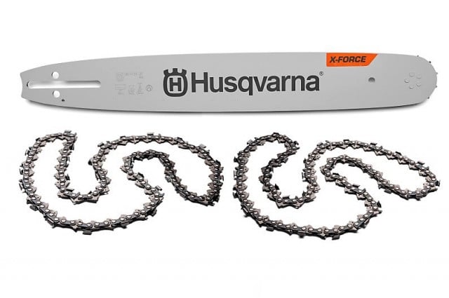 Pachet lamă + 2 lanțuri drujbă 32 dinți pas 3/25, 1.3mm, 38cm X - Force Husqvarna