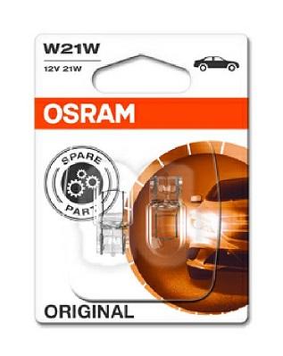 Set de 2 becuri de semnalizare 12V W21W, originale, ambalate în blister, OSRAM 7505-02B