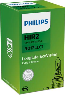 Bec far auto HIR2 55W 12V, Philips Ecovision Long Life 9012LLC1