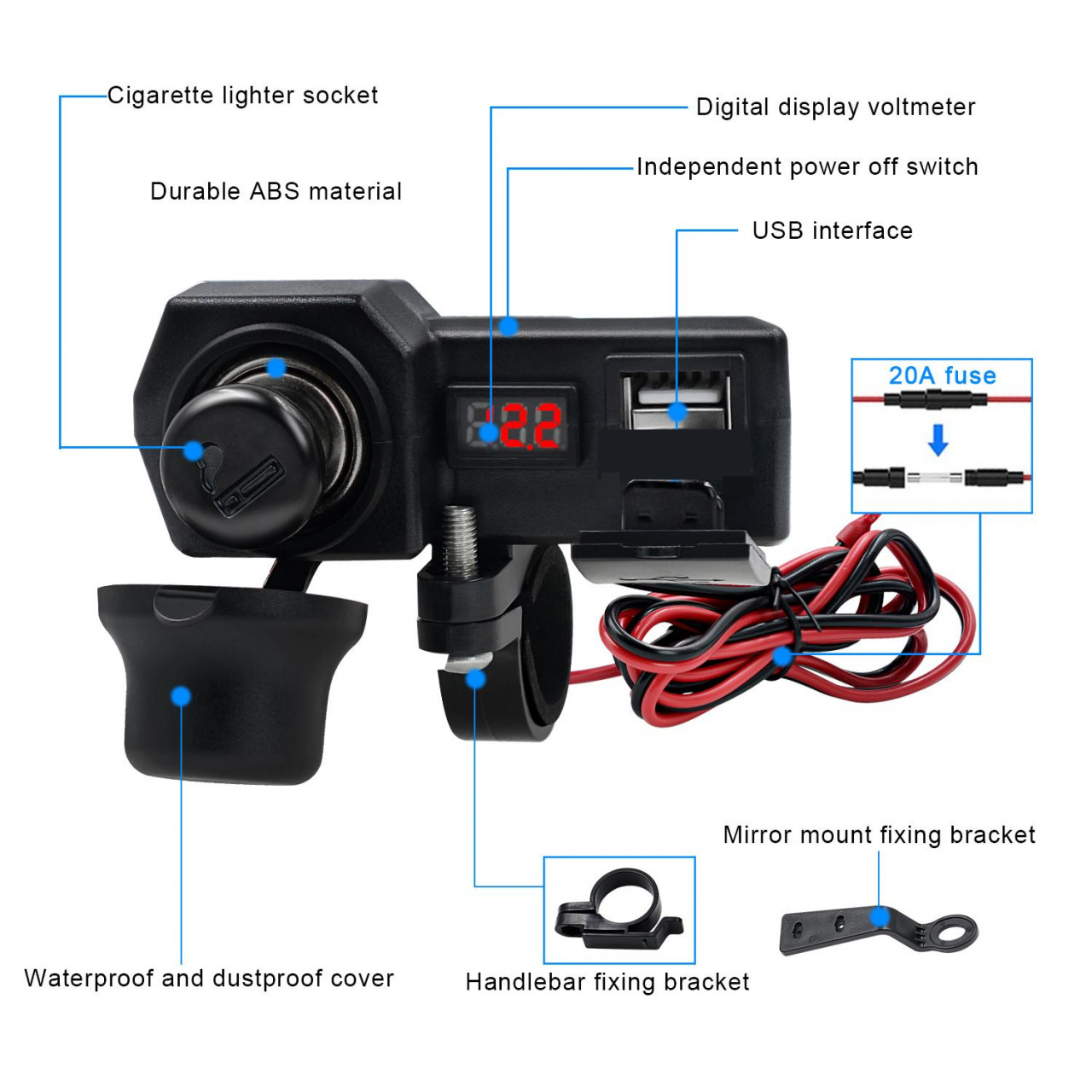Priză de alimentare Moto/ATV 12V și USB 5V