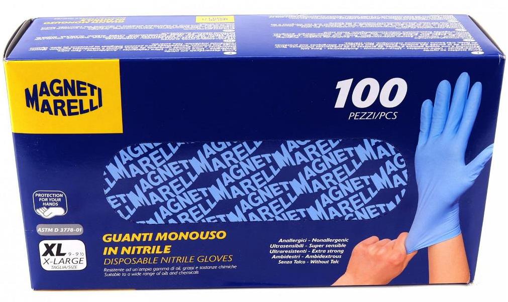 Set de 100 Mănuși de Unică Folosință din Nitril MAGNETI MARELLI 099700120080, Mărimea XL, pentru Protecție Chimică