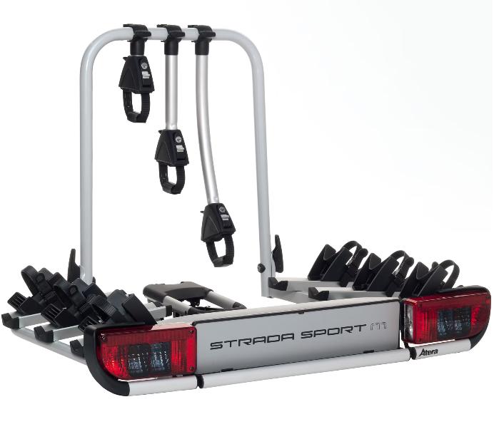 Suport ATERA STRADA SPORT M pentru 3 biciclete, capacitate maximă 60 kg, montare pe cârligul de remorcare
