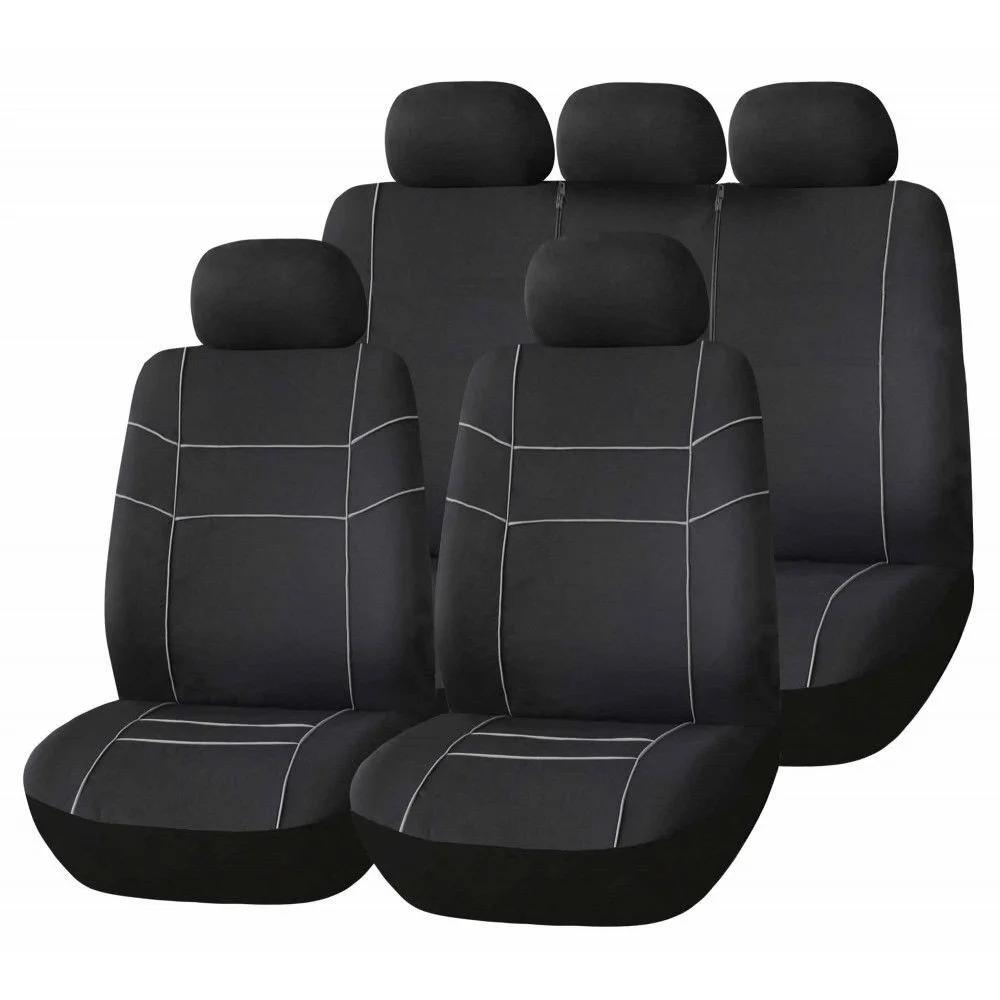 Set huse scaune auto universale BOTTARI Vector, material textil elastic, negru/gri, montare benzi elastice