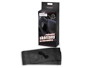Husă volan auto CARPASSION 10050CP din piele naturală, 35-37 cm, cu prindere tip șnur, negru