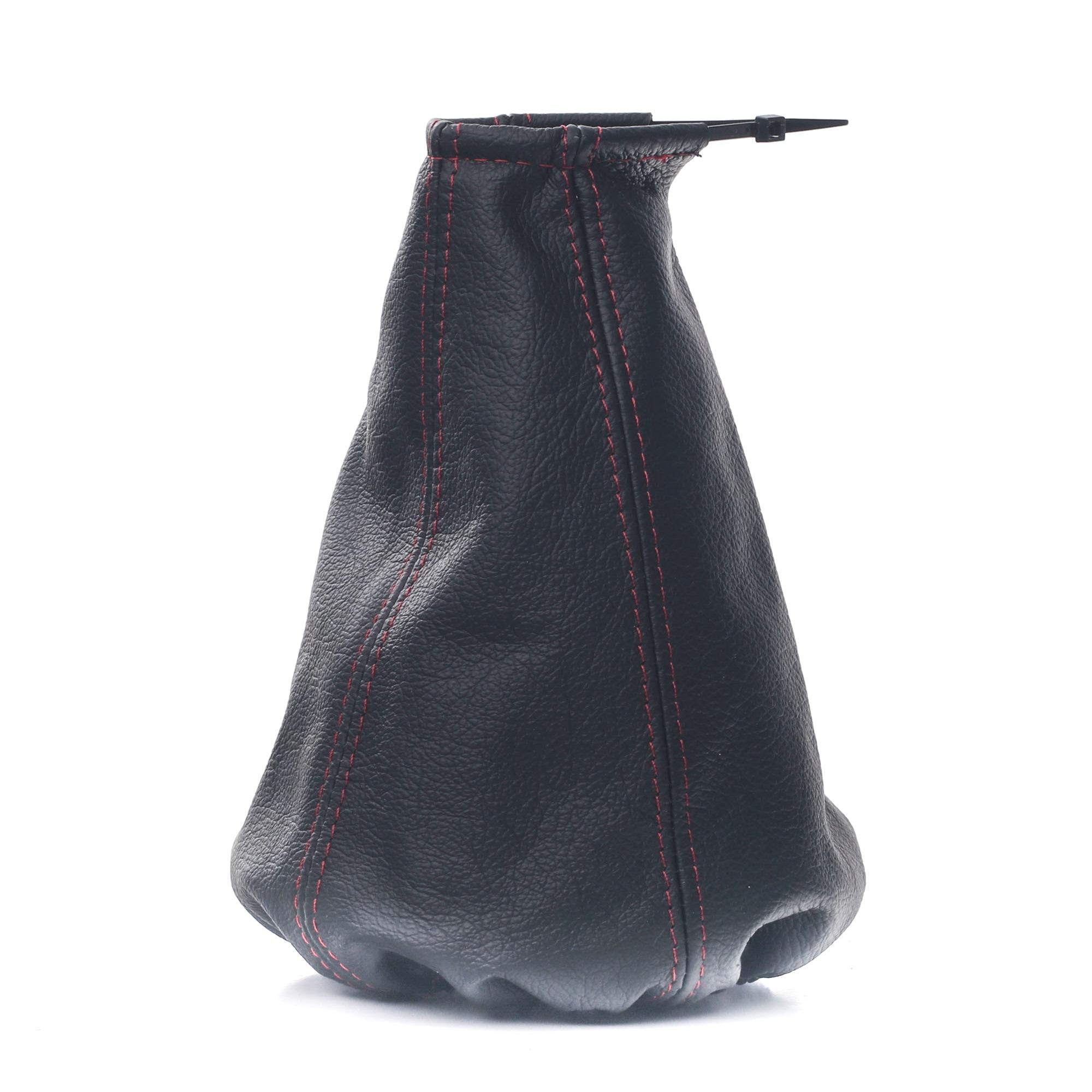 Manson de schimbător de viteze CARPASSION 10068CP, piele naturală, negru/roșu, cu șnur