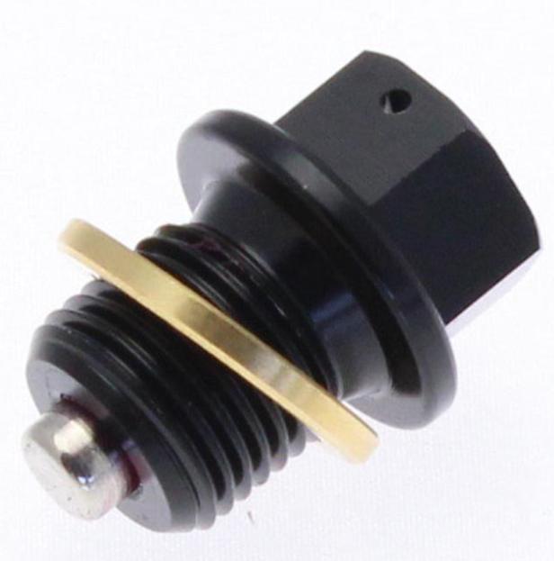 Dop magnetic de scurgere ulei TECNIUM din aluminiu negru M14x1,5x13,5 - 1009723 (pentru motociclete)