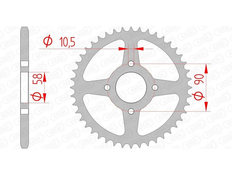 Pinion spate standard din oțel AFAM 10221 - 520 - 44 dinți (moto)