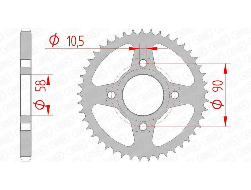 Pinion spate standard din oțel AFAM 10223 - 428 - 42 dinți (moto)