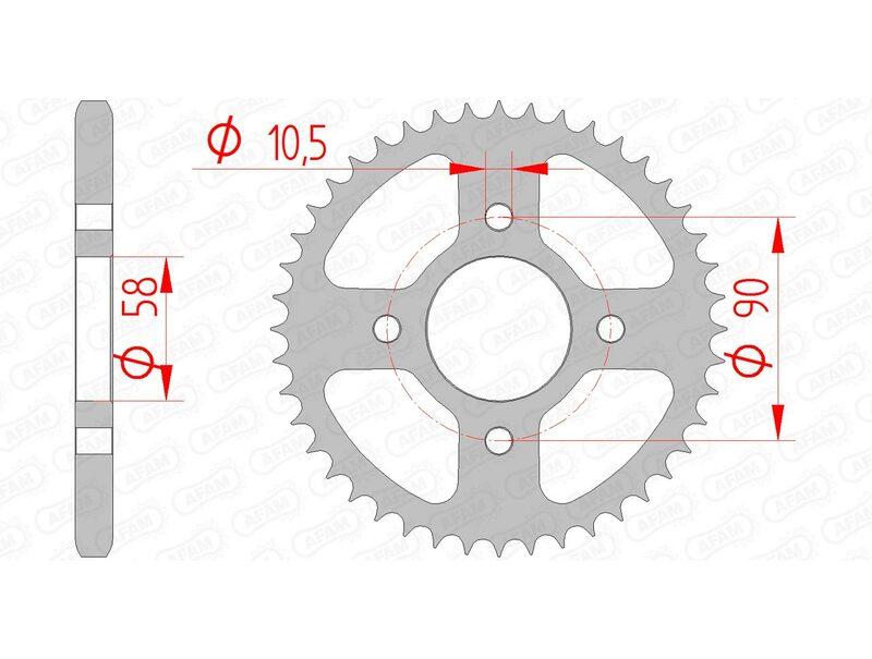 Pinion spate standard din oțel AFAM 10236 - 428 - 45 dinți (moto)
