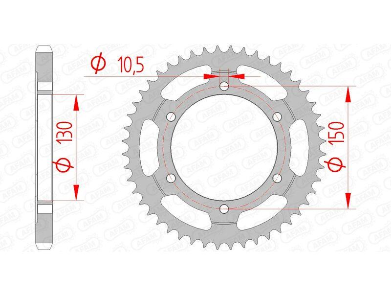 Pinion spate din oțel AFAM 10502 - 525 - 47 dinți (pentru motociclete)